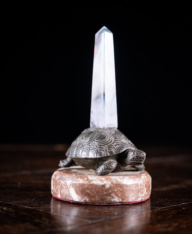 19th Century Bronze and Agate Rotating Tortoise Desk Ornament - Harrington Antiques