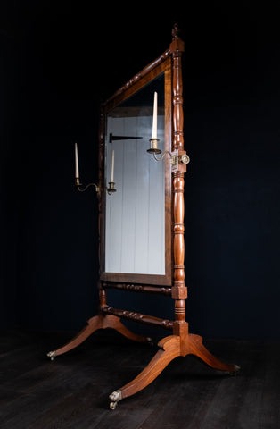 19th Century Mahogany Cheval Mirror - Harrington Antiques