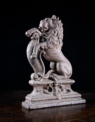 19th Century Rampant Lion Cast Iron Door Stop - Harrington Antiques