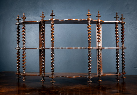 19th Century Walnut Barley Twist Wall Shelf - Harrington Antiques