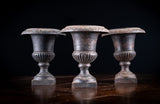 Three Miniature Cast Iron Urns
