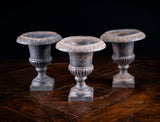 Three Miniature Cast Iron Urns