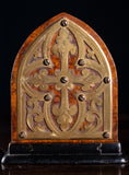 Gothic Revival Walnut & Brass Extending Book Slide, c.1860