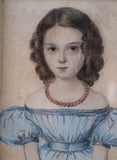 Early 19th Century Portrait Of A Girl. Watercolour.