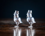 Pair Of Novelty Silver Chick Pepperettes, c.1920