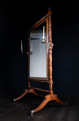 19th Century Mahogany Cheval Mirror