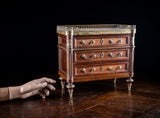 Miniature Louis XVI Mahogany, Bronze & Marble Commode