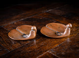 Pair of Art Nouveau Bronze 'Child In Leaf' Dishes