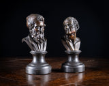 Pair Bronze Busts of Hippocrates and Lysimachus