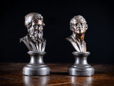Pair Bronze Busts of Hippocrates and Lysimachus
