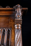 Large Gothic Walnut Overmantel Mirror, c.1880
