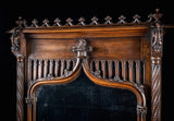 Large Gothic Walnut Overmantel Mirror, c.1880