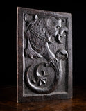Carved Crouching Dragon Oak Panel, c.1880