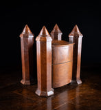 19th Century Irish Carved Oak Castle Jewellery Box