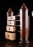 19th Century Irish Carved Oak Castle Jewellery Box
