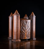 19th Century Irish Carved Oak Castle Jewellery Box