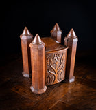 19th Century Irish Carved Oak Castle Jewellery Box