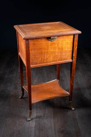 Arts & Crafts Oak Brass Work Table - Harrington Antiques
