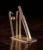 Brass & Copper Stumped Wicket Cricket Desk Weight, c.1930 - Harrington Antiques
