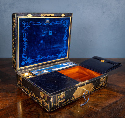 Fine Gilt Tooled Leather Writing box by Fitzmaurice West, London. - Harrington Antiques