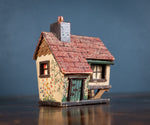 Folk Art Painted Wooden Cottage Money Box - Harrington Antiques