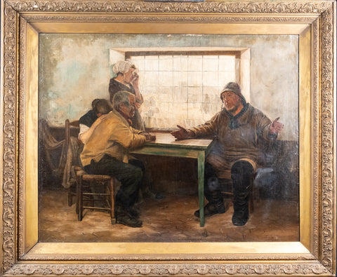 George Beaumont (fl.1891) - 'Bad News'. Newlyn School. Oil on Canvas. - Harrington Antiques