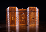 George III Mahogany & Parquetry Domed Tea Caddy - Harrington Antiques