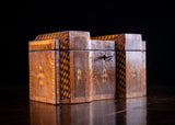 George III Mahogany & Parquetry Domed Tea Caddy - Harrington Antiques
