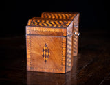 George III Mahogany & Parquetry Domed Tea Caddy - Harrington Antiques