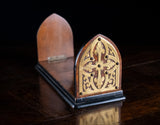 Gothic Revival Walnut & Brass Extending Book Slide, c.1860 - Harrington Antiques