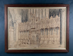 Large Architectural Pen & Ink Drawing Of A Cathedral, Dated 1908 - Harrington Antiques