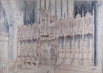 Large Architectural Pen & Ink Drawing Of A Cathedral, Dated 1908 - Harrington Antiques