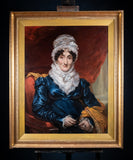 Large Portrait Of A Lady In Blue Dress, c.1840. - Harrington Antiques