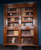 Large Regency Brass Inlaid Mahogany Bookcase - Harrington Antiques