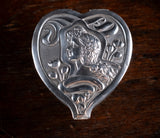 Large Silver & Green Glass Heart Box by Levi & Salaman, Birmingham, 1901. - Harrington Antiques