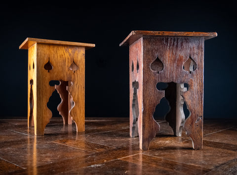 Near Pair Of Liberty & Co Oak Plinth Stands, c.1900 - Harrington Antiques