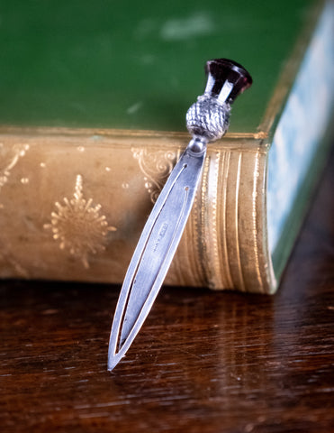 Silver & Amethyst Paste Stone Thistle Bookmark by Crisford & Norris, c.1910 - Harrington Antiques