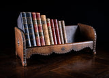 Studded Tan Leather Book Trough, c. 1880 - Harrington Antiques