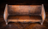 Studded Tan Leather Book Trough, c. 1880 - Harrington Antiques