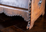 Studded Tan Leather Book Trough, c. 1880 - Harrington Antiques