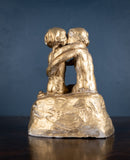 'The Kiss' Gilded Plaster Sculpture, Signed 'E. Bjurstrom, 1939'. - Harrington Antiques