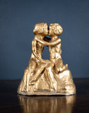 'The Kiss' Gilded Plaster Sculpture, Signed 'E. Bjurstrom, 1939'. - Harrington Antiques