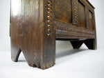 17th Century Oak Plank Coffer With Carved Triple Panel Front. - Harrington Antiques