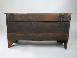 17th Century Oak Plank Coffer With Carved Triple Panel Front. - Harrington Antiques