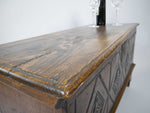 17th Century Style Oak Plank Coffer With Carved Lozenge Design - Harrington Antiques