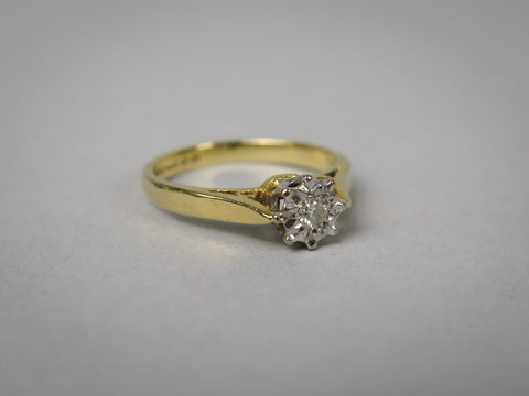 18 Carat Gold & Diamond Ring by W.E.G, Birmingham, 1977. Size G. - Harrington Antiques