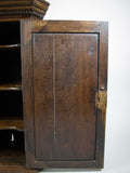 18th Century Oak Hanging Corner Cabinet With Fitted Interior & Key. - Harrington Antiques