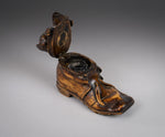 19th Century Carved Cat In Boot Novelty Inkwell - Harrington Antiques