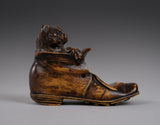 19th Century Carved Cat In Boot Novelty Inkwell - Harrington Antiques