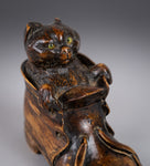 19th Century Carved Cat In Boot Novelty Inkwell - Harrington Antiques